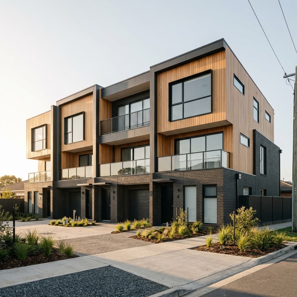 Completed townhouse development in Tarneit
