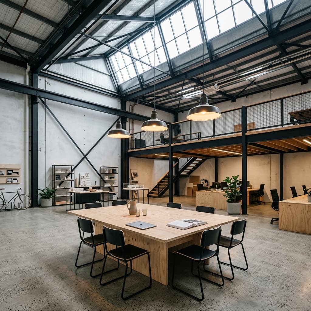 Converted warehouse interior with mezzanine in Truganina